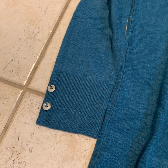 Lily Morgan Teal Blue Button-Detail Sweater - Size Large - Picture 2 of 7